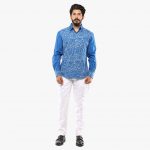 Blue printed cotton shirt - Rohit Karma